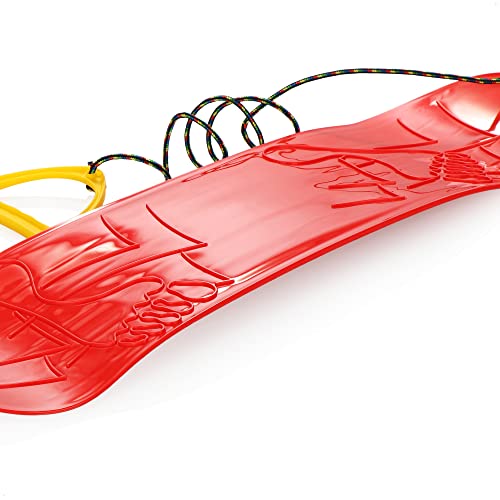 com-four® tobogán de Pista de Snowboard en Rojo, Planeador de Nieve con Cuerda de tracción y asa, Corredor de Nieve (01 Pieza Rojo - Tabla de Snowboard)