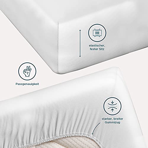 Comfy Wings Sábana bajera ajustable de 120 x 200 cm, suave para colchón de 100% algodón, sábana de 25 cm de altura, ropa de cama y ropa de cama, color blanco
