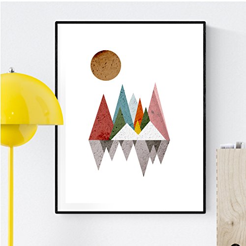 Conjunto de 3 láminas para enmarcar montañas geométricas. Carteles de estilo nórdico con imágenes geométricas, tamaño A3. Decoración del hogar.