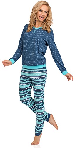Cornette Pijama para Mujer 671 2016 (Jeans/Turquesa(Emily), L)