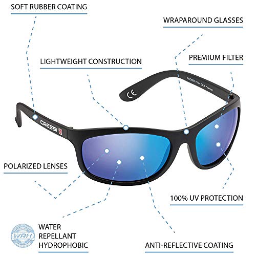 Cressi Rocker Floating Sunglasses Gafas de Sol Deportivas Flotantes con Estuche Rígido, Adultos Unisex, Amarillo-Lentes Espejadas Azul, Un Tamaño