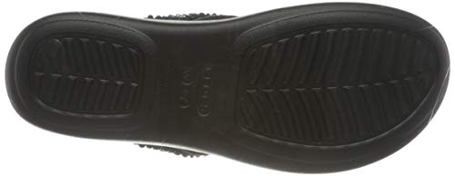 Crocs Monterey Shimmer Wedge, Chanclas Mujer, Black, 39/40 EU