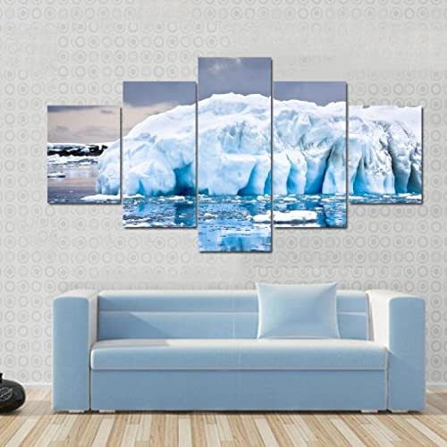 Cuadros en Lienzo Modernos Impresión de Imagen Artística Enorme iceberg en la Antártida 5 Piezas HD Mural Póster Fotos Arte Pintura de Pared Lienzo Decorativo Para Tu Salón o Dormitorio