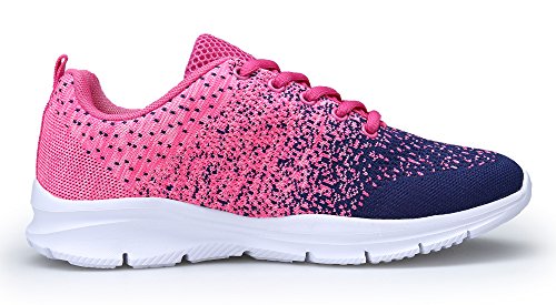 DAFENP Zapatillas de Running para Hombre Mujer Zapatos para Correr y Asfalto Aire Libre y Deportes Calzado Ligero Transpirable XZ747-M-pinkblue-EU36