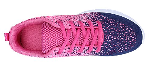 DAFENP Zapatillas de Running para Hombre Mujer Zapatos para Correr y Asfalto Aire Libre y Deportes Calzado Ligero Transpirable XZ747-M-pinkblue-EU36