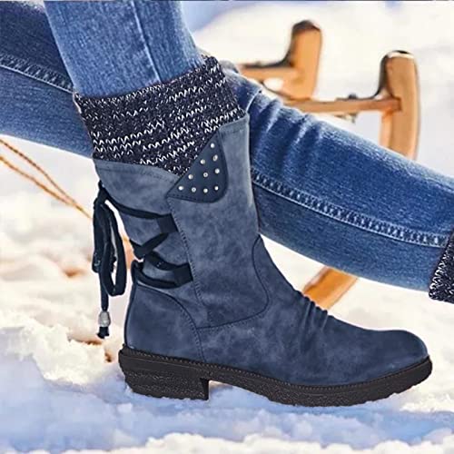 Dasongff Botines de mujer modernos para moto con tacón de bloque cómodo para mujer, botas de tobillo para otoño e invierno, botas de trabajo botas de nieve