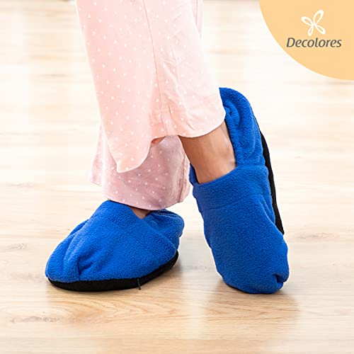 Decolores | Zapatillas Térmicas para Adulto 36-42 | Zapatillas Calentables en Microondas | Zapatos para Estar en Casa | Calzado Cómodo | Ideal para Regalo | Color Azul