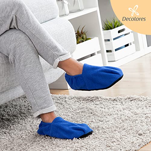 Decolores | Zapatillas Térmicas para Adulto 36-42 | Zapatillas Calentables en Microondas | Zapatos para Estar en Casa | Calzado Cómodo | Ideal para Regalo | Color Azul
