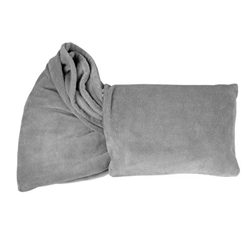 Delindo Lifestyle® Manta 2 en 1, 135 x 200 cm, suave y mullida, almohada de viaje convertible en manta de viaje para mujeres, hombres y niños, gris, 135 x 200 cm