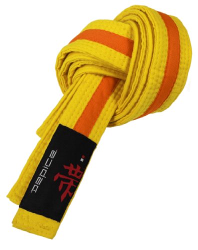 DEPICE Gürtel Karategürtel Judogürtel - Expositor de Cinturones de Artes Marciales, Color Amarillo/Naranja, Talla 200 cm