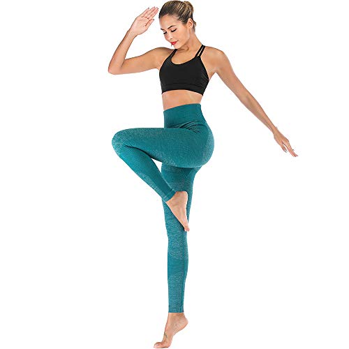 Deportivo para Mujer Leggings Apretado Leggings de Cadera Pantalón Largo Media Cintura Nalgas Respingadas para Yoga Gimnasio Fitness (S, Esmeralda)