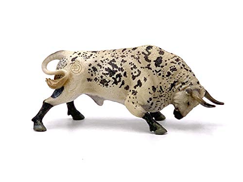 Deqube- Bravo Ensabanado Embistiendo Figura de toro, Color blanco, 17x8x4,2 (1)