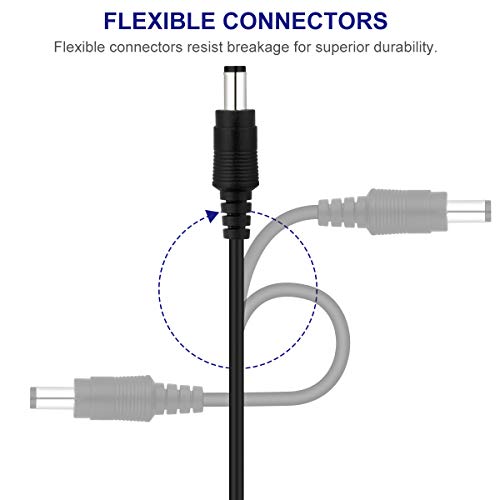 Dericam Cable de extensión de cargador de pared para adaptador de corriente de 6 metros, cable de extensión de CC de 12 voltios, tamaño de conector de 5.5x2.1 mm, 12V-6M, Negro
