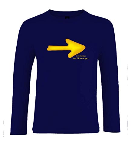 Desconocido Camiseta M/Larga Niño Camino de Santiago Xacobeo 2021"Flecha (Azul Royal, 7/8)
