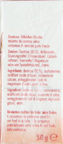 Dextro Energy Minis cereza, mini uvas azucaradas con glucosa disponible rápidamente para viajes, 50 g