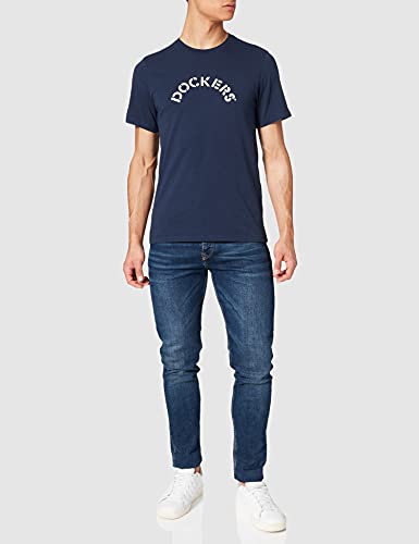 Dockers LOGO TEE, Camiseta para Hombre, Azul (Pembroke logotipo curvado), XL