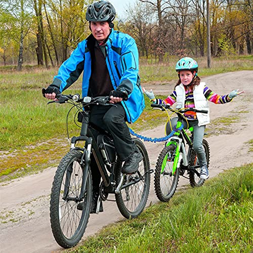 DONGNOD Cuerda de remolque para bicicleta, 3 m, para niños y padres, cuerda elástica con gancho de seguridad, hasta 500 lb/225 kg, apta para niños o adultos, bicicleta de montaña, color azul