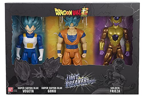 Dragon Ball Bandai 37095J Limit Breakers - Figura de acción (30 cm, Vegeta, Super Saiyan Blue Goku y Golden Frieza), Multicolor