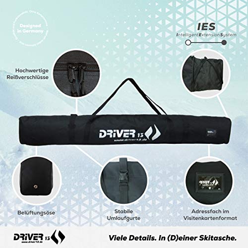 Driver13 ® bolsa de esquí de fondo 195-215 cm negro y bastones.