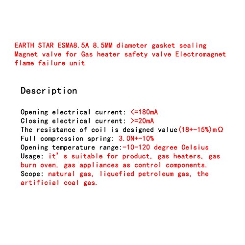 EARTH STAR - ESMA 8,5 A - Junta de sellado de 8,5 mm de diámetro, válvula magnética para calentador de gas, válvula de seguridad de electroimán, unidad de fallo de llama, 2 unidades