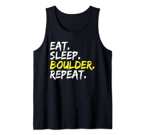 Eat Sleep Boulder Repetir Escalada Rocódromo interior Camiseta sin Mangas