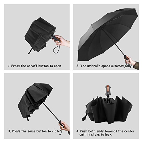 ECHOICE Paraguas plegable compacto a prueba de viento portátil ligero con tapa