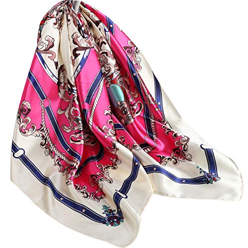 Ecroon Bufanda Cuadrada Seda Fulares Pañuelos para la cabeza Bufandas Pañuelo de Cuadrado para Mujer Turbante