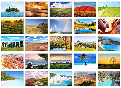 Edition Seidel Set de 100 tarjetas postales de paisajes naturales (2 x 50 tarjetas) , mar montañas, bosques, valles