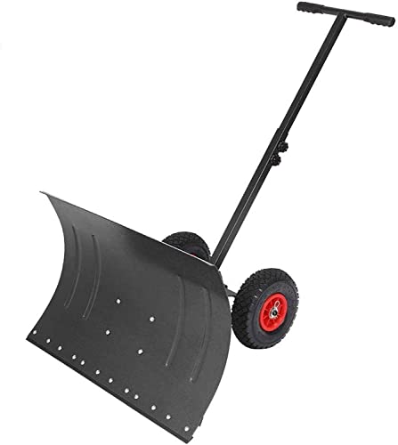 Efficient Snow Shovel with Wheels 29" Blade Rolling Snow Pusher Shovel with Wheels and Adjustable Handle Rolling Snow Plow for Snow Removal for Driveway Garden Pavement