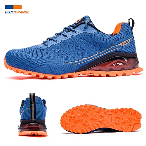 Eisrumu Zapatillas de Trail Running Hombre, Calzado de Correr en montaña para Adultos Unisex Naranja Azul 41EU