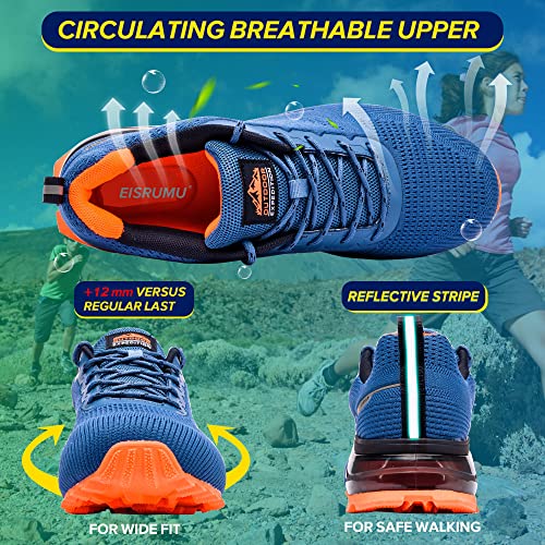 Eisrumu Zapatillas de Trail Running Hombre, Calzado de Correr en montaña para Adultos Unisex Naranja Azul 41EU