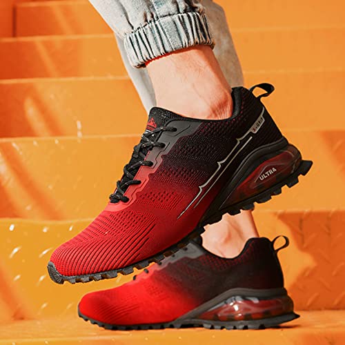 Eisrumu Zapatillas de Trail Running Hombre, Calzado de Correr en montaña para Adultos Unisex Negro Rojo 42EU