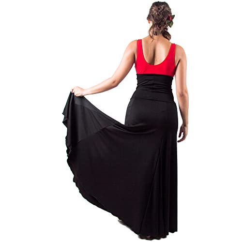 El Rocio Faldas De Baile Flamenco 4 Godet Cintura Alta - XL, Negro