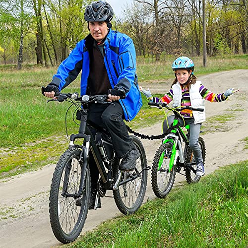 Elástica Cuerda Remolque para MTB Bicicleta Cuerda de Remolque para Niños Cuerda de Nailon Bungee Cord para Bicicleta con El Marco del Bolso del Triángulo Negro, Peso Carga De hasta 500 Libras