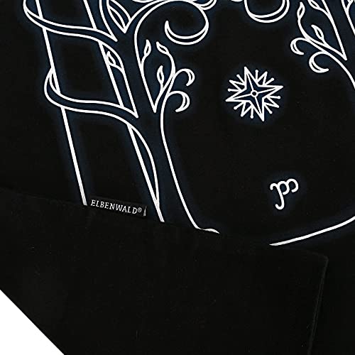 Elbenwald Las Puertas de la Camiseta de los Hombres de Durin Brillan en la Oscuridad para los fanáticos de El señor de los Anillos algodón Negro - L