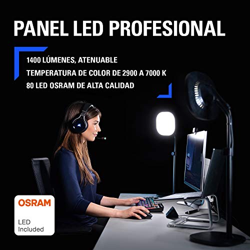 Elgato Key Light Air - Panel LED Profesional con 1400 Lúmenes, Tecnología de Difusión Multicapa, Controlable con App, Temperatura de Color Ajustable, para Mac/Windows/iPhone/Android