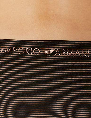 Emporio Armani Swimwear Triangle Rem.Cups & Brief W/Bows Bikini Silver & Bronze Juego Biquini, Copper Black Stripe, S para Mujer