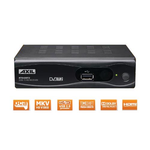 Engel Axil Receptor DVB-TD (TDT2) HD Grabador, HDMI,Función Timeshift, PVR - Axil TDT RT0430, Negro