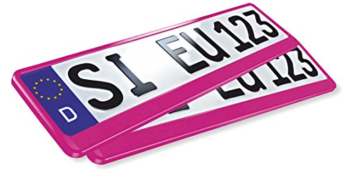 ERUSTAR - Soporte para matrículas, 520 x 110 mm, 2 unidades, color rosa
