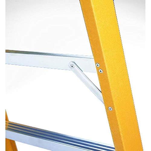 Escalera doble de fibra de vidrio de 10 peldaños con dos troncos de subida para uso profesional, altura de caballete 2,32 metros