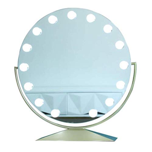 Espejo de vanidad con bombilla, metal Smart Desktop Makeup Mirror Three-Cleas Light Light Light Mirror Cargando Espejo de belleza de alta definición, Oro, XL ( Color : Gold , Size : XLarge )