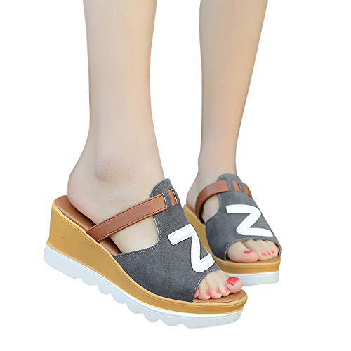 Esque Moda para Mujer Sandalias De Color SóLido CuñAs Peep Toe Flatform Zapatos Sandalias Zapatilla Zapatos CóModos