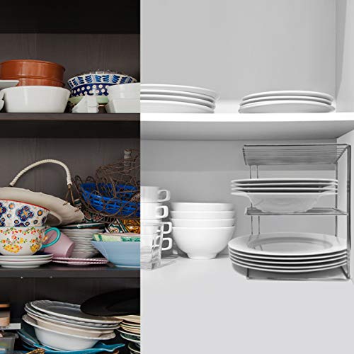 Estante para platos, soporte platos para almacenamiento en armarios de cocina | Organizador platos estante cocina de 25x25x19cm, plateado