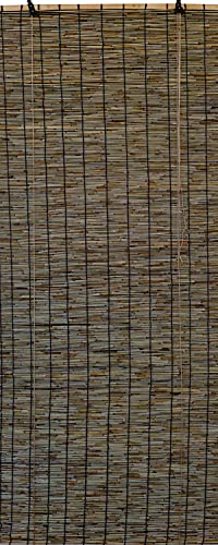 Estores de Bambú Cortina de Madera Natural | Persiana Enrollable para Ventanas (Bambú Oscuro, 0.90_x_200_cm)
