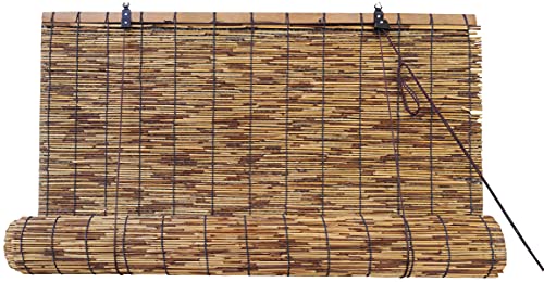 Estores de Bambú Cortina de Madera Natural | Persiana Enrollable para Ventanas (Bambú Oscuro, 0.90_x_200_cm)