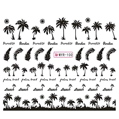 Etiqueta engomada del Clavo de la Palmera Verano Super Ocean Wind Nail Foil Tropical Surf Beach Coconut Tree Style Nail Sticker DIY Herramienta de manicura