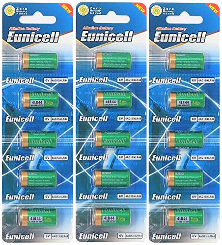 Eunicell FBA - Pilas alcalinas sin mercurio (15 unidades, 4LR44, 6 V, 3 paquetes de 5 pilas) PX28, 4G13, 476A, L1325, desechables, marca