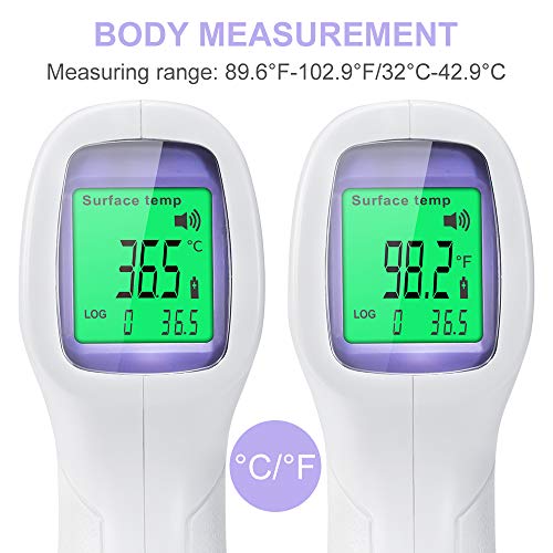 Eventronic Termómetro de frente infrarrojo digital Medición de temperatura de alta precisión sin contacto, con lectura inmediata para bebés y adultos