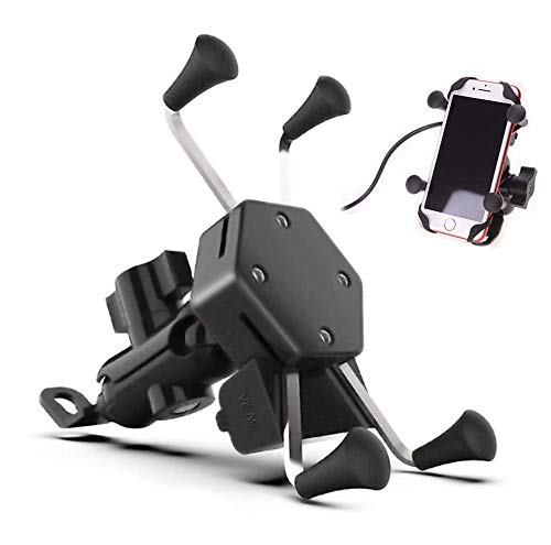 Evermotor Universal Anti Vibración Soporte Móvil Moto de la Rotación de 360 ​​° del Cargador del USB iPhone Samsung GPS ATV Scooter Moped