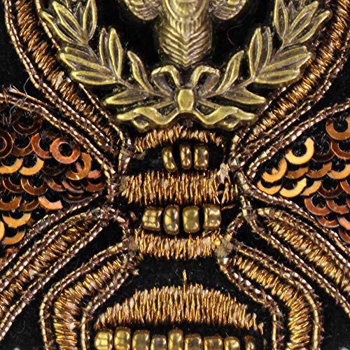 Exquisito bordado de abeja corona, apliques de lentejuelas con cuentas de metal, parches de decoración, insignias para coser en 2 piezas (D)